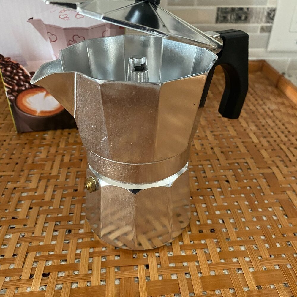 NEW Espresso Coffee Maker Aluminum 3-Cup with Removable Stainless Steel Filter